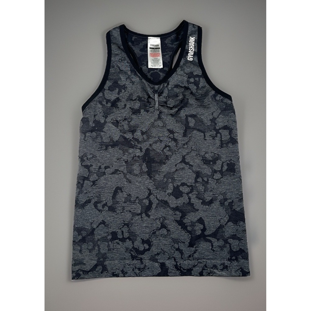 Gymshark Adapt Seamless Black Camo Compression Tank Top Size S Racerback *EUC